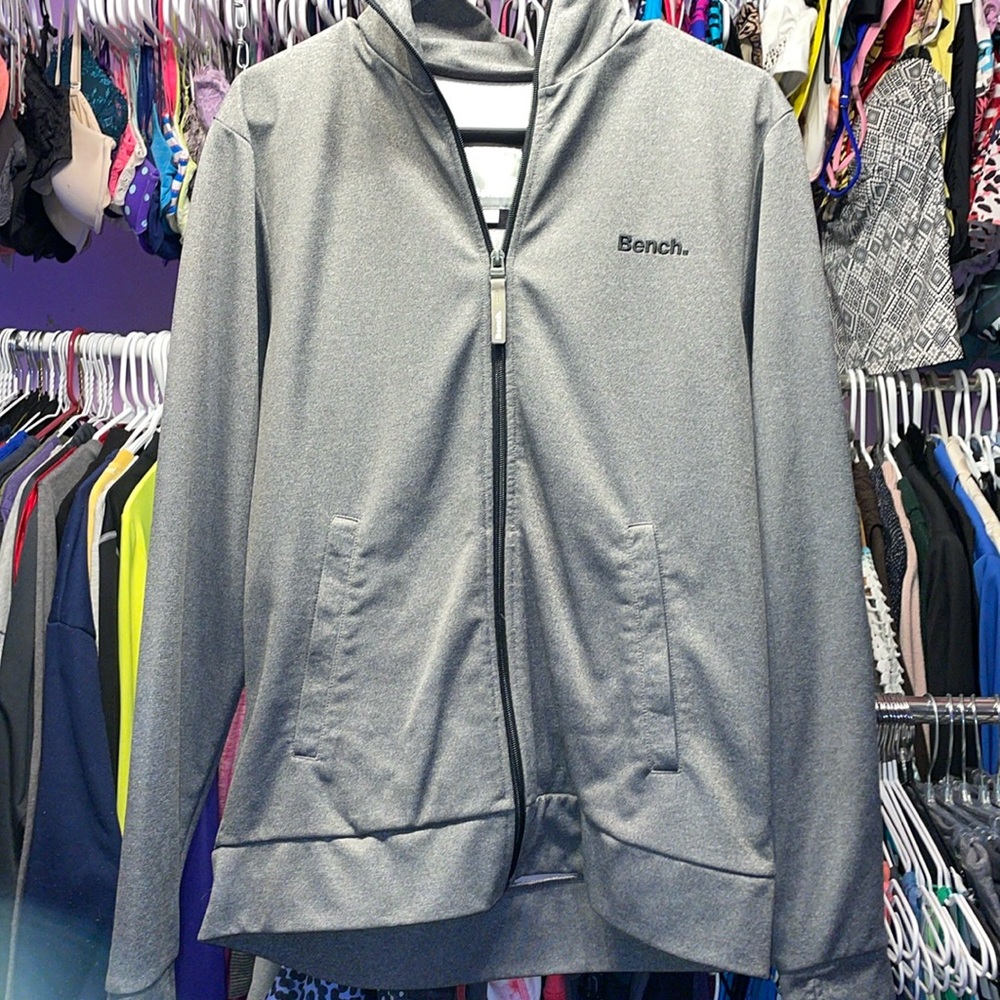BENCH grey zipper hoodie like new size medium pockets athletic unisex jacket